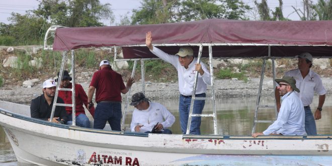 Supervisa Américo trabajos de dragado en el sistema lagunario en el sur de Tamaulipas